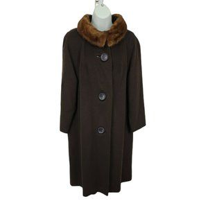 Wyandotte Vintage 60's Brown Wool and Fur Coat Size M